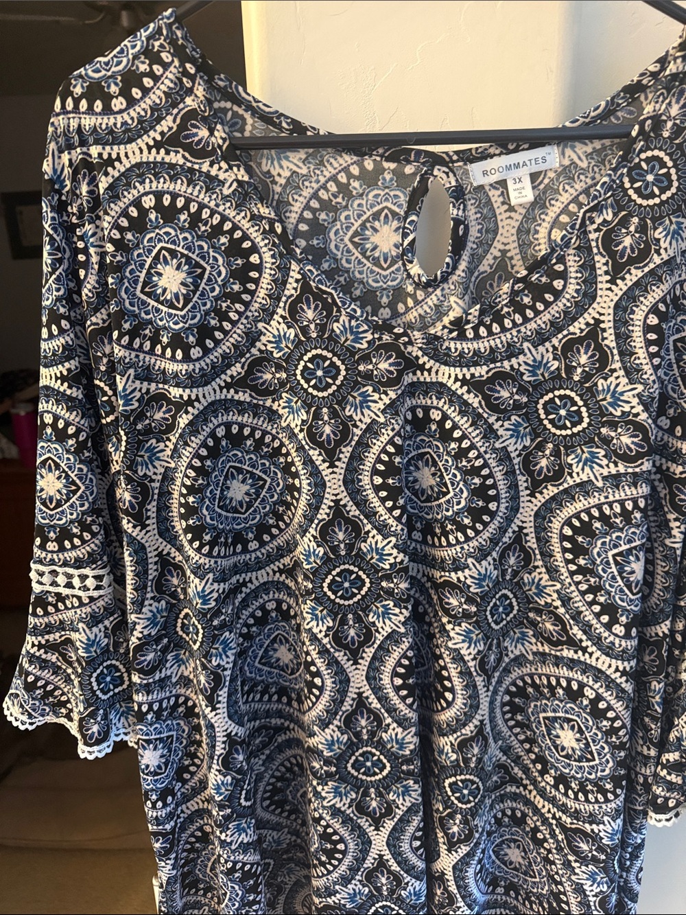 Roommates Navy Paisley Keyhole Tunic